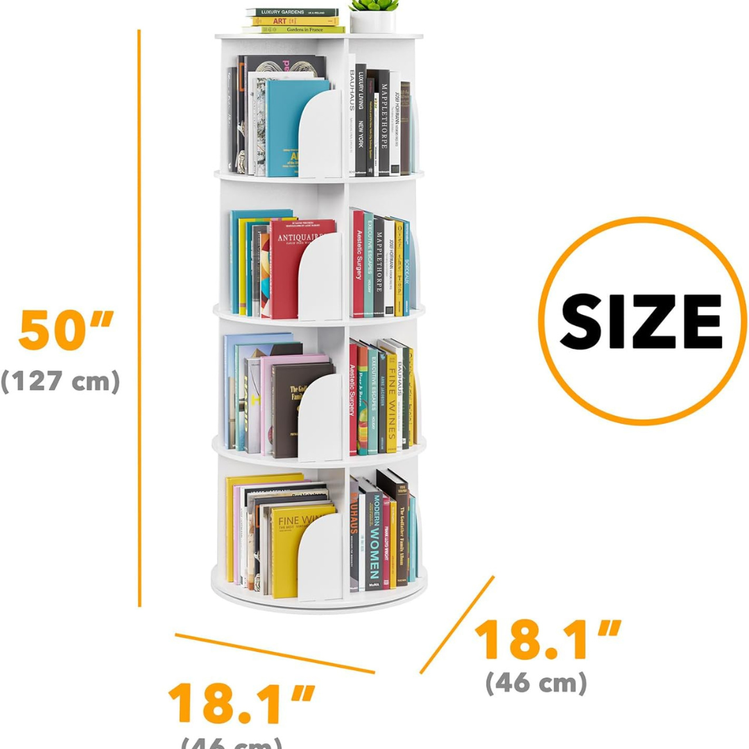 Rotating Bookshelf Tower-Aldronix
