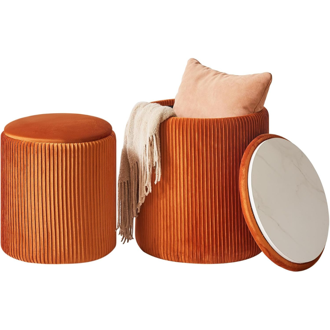 Set of 2 Round Ottoman with Storage-Aldronix