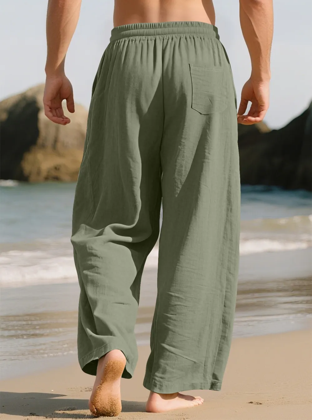 Men's Linen-Blend Wide-Leg Pants 8-Color Value Pack product image 5
