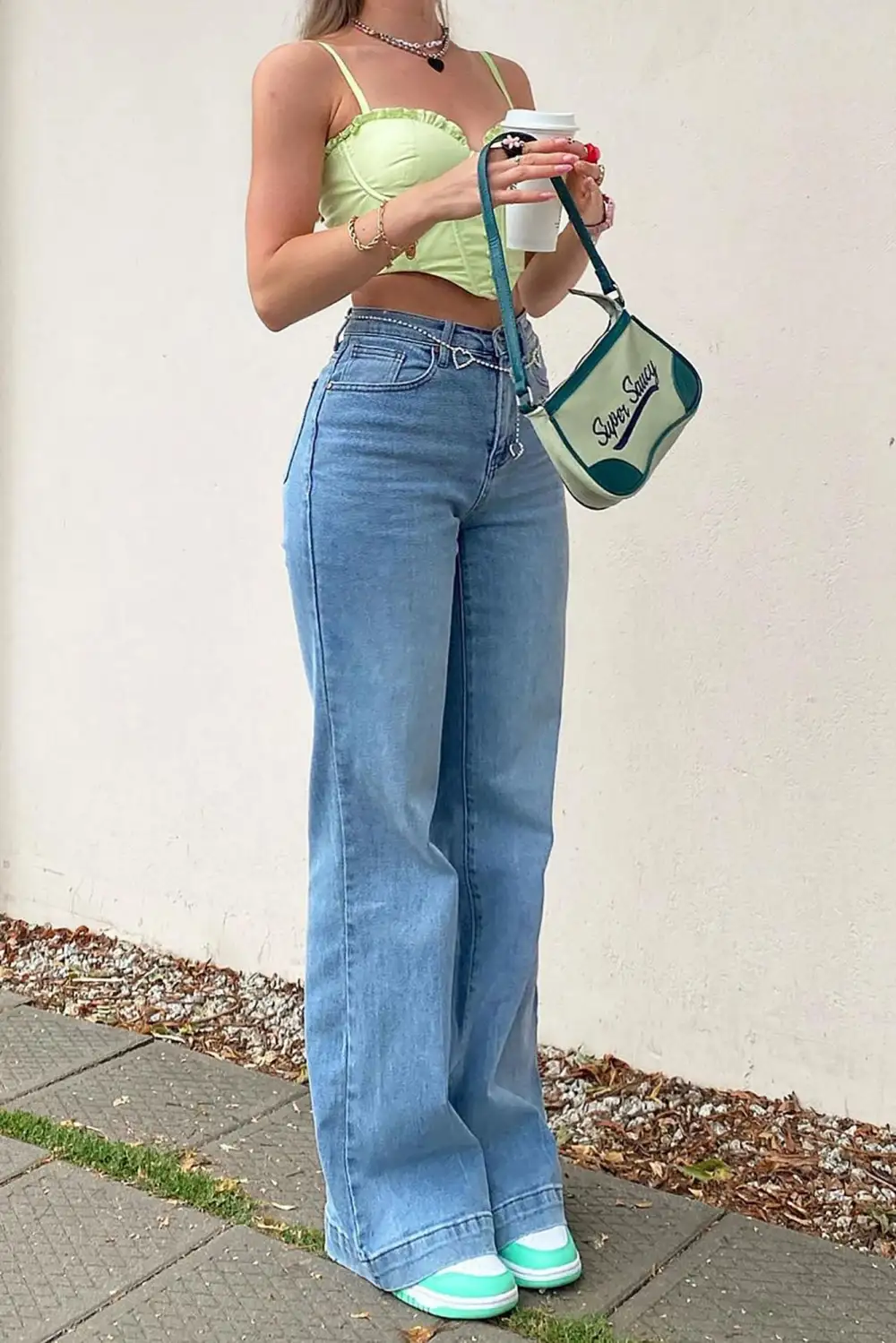 Bridge The Distance Wide Leg Jeans - Medium Blue Wash-Aldronix
