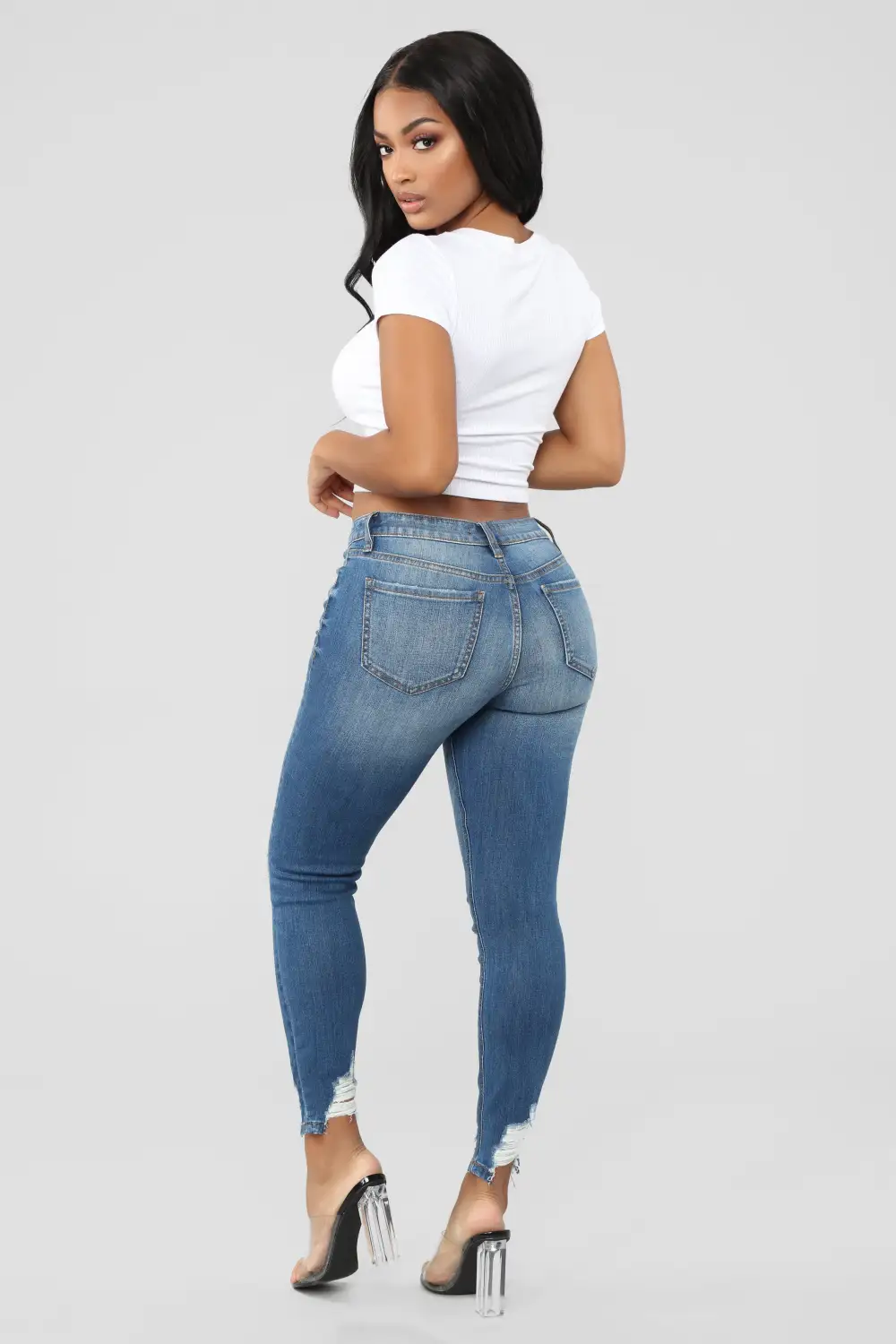 Ego Trip Mid Rise Jeans - Medium Blue Wash-Aldronix