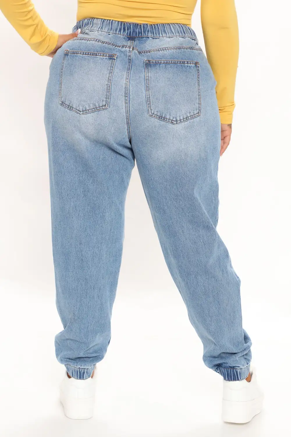 End Game Relaxed Denim Joggers - Medium Blue Wash-Aldronix