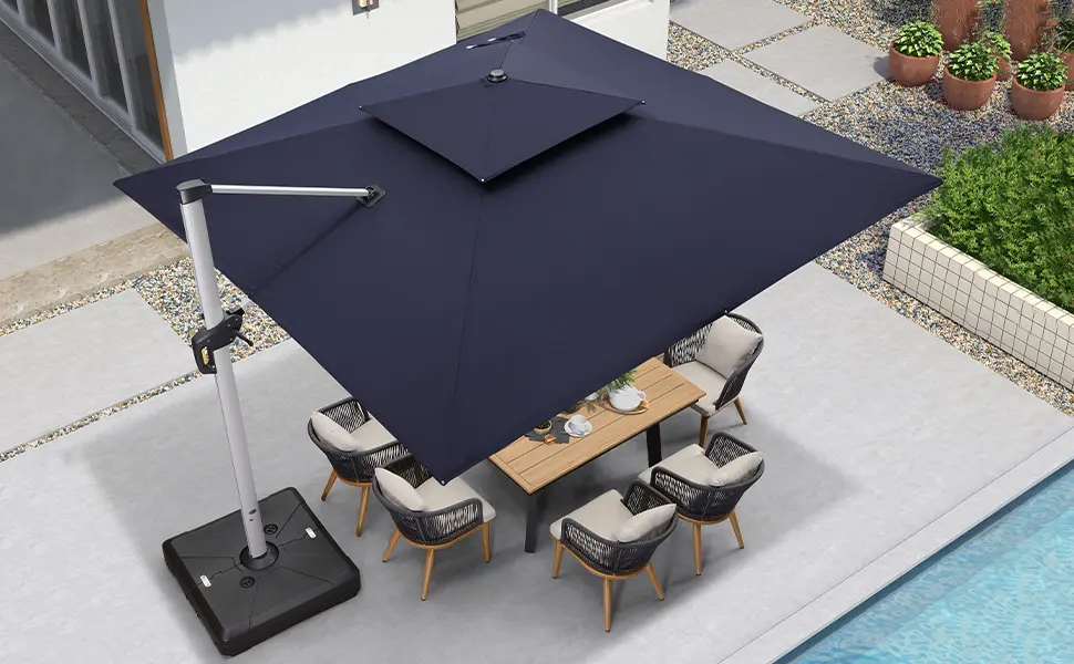 Solar Powered LED Cantilever Patio Umbrella-Aldronix