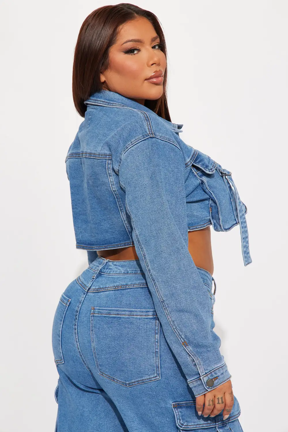 Love Hurts Cargo Denim Jacket - Medium Blue Wash-Aldronix