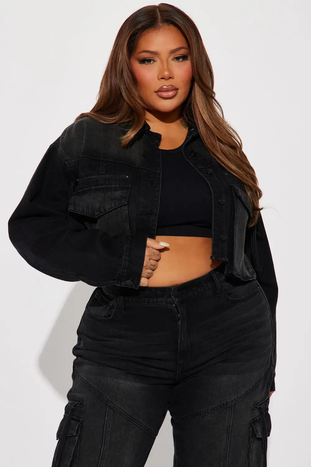 Angel In Disguise Cargo Denim Jacket - Black Wash-Aldronix