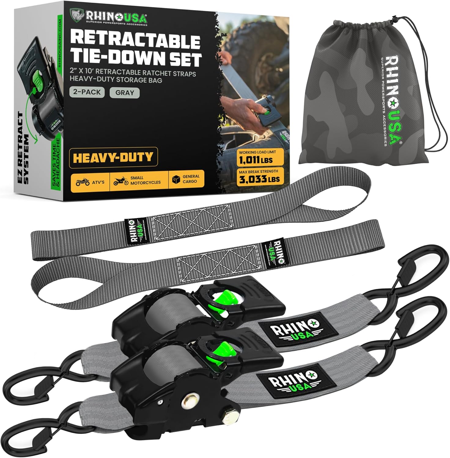 Retractable Ratchet Straps (2-Pack)  (3 lb. Breaking Strength)-Aldronix