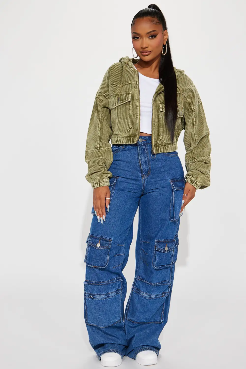 Ellie Corduroy Jacket - Olive-Aldronix