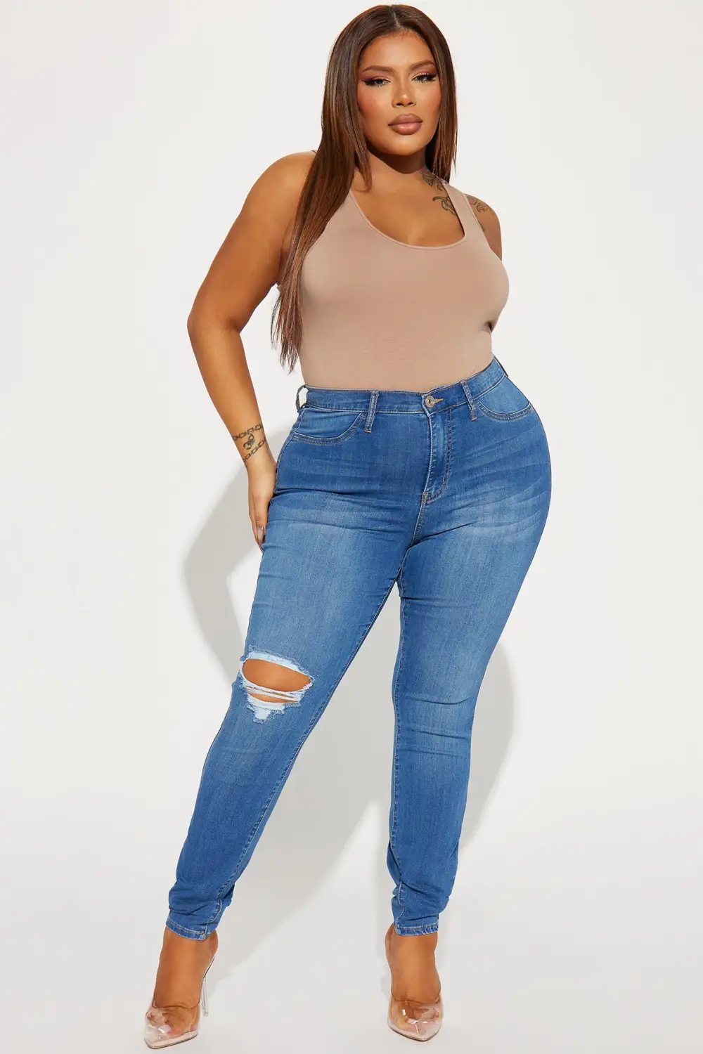 Move Ahead High Stretch Curvy Skinny Jean - Medium Wash-Aldronix