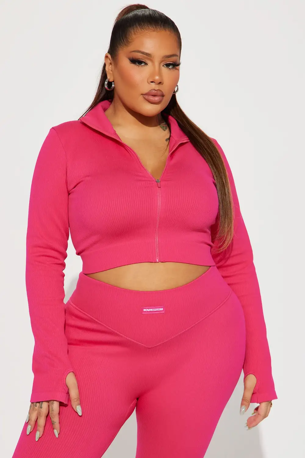Effortless Ribbed Jacket - Fuchsia-Aldronix