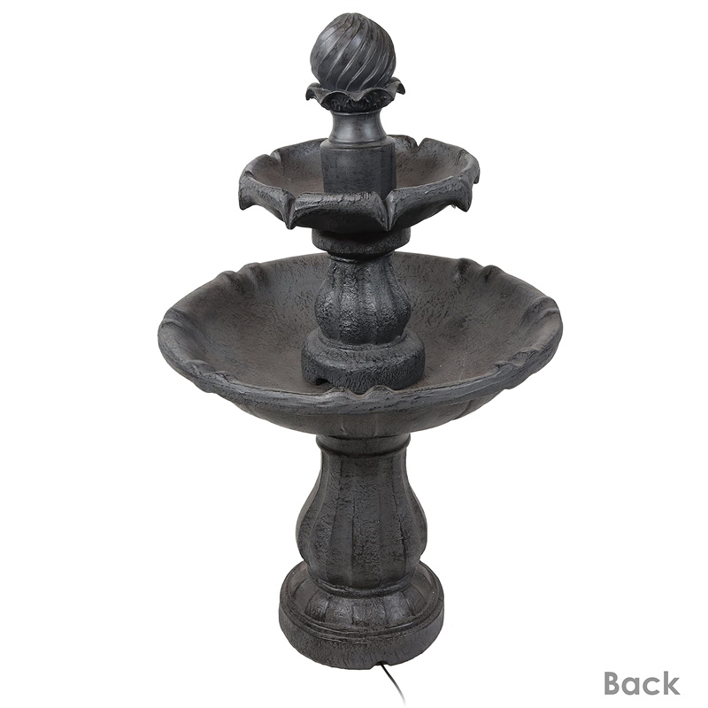 2-Tier Solar-Powered Outdoor Water Fountain with Battery Backup-Aldronix
