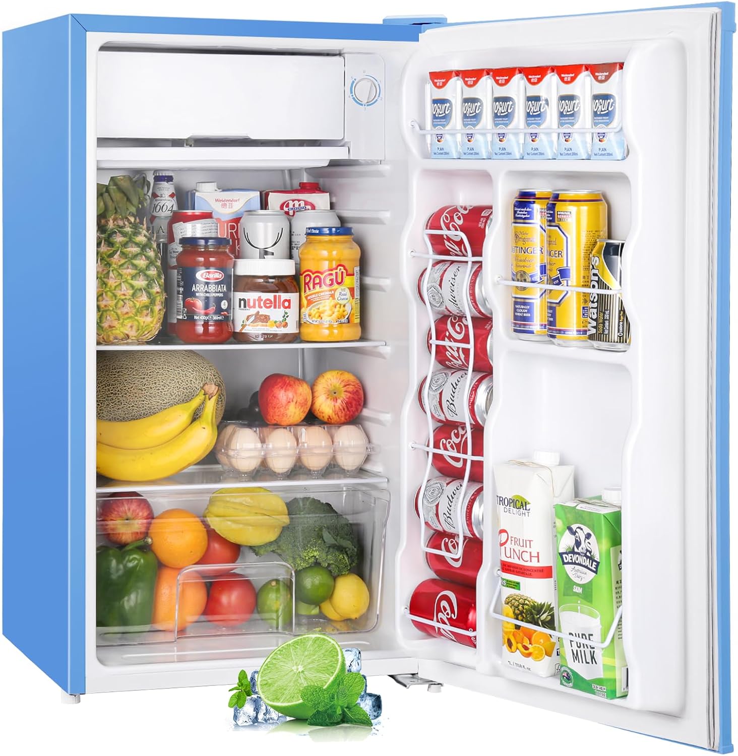  3.2 Cu.Ft Mini Fridge with Freezer, Single Door Mini Fridge, Dorm Fridge, Adjustable Thermostat, Mini Refrigerator for Bedroom, Office, Dorm, Black-BR321-Aldronix