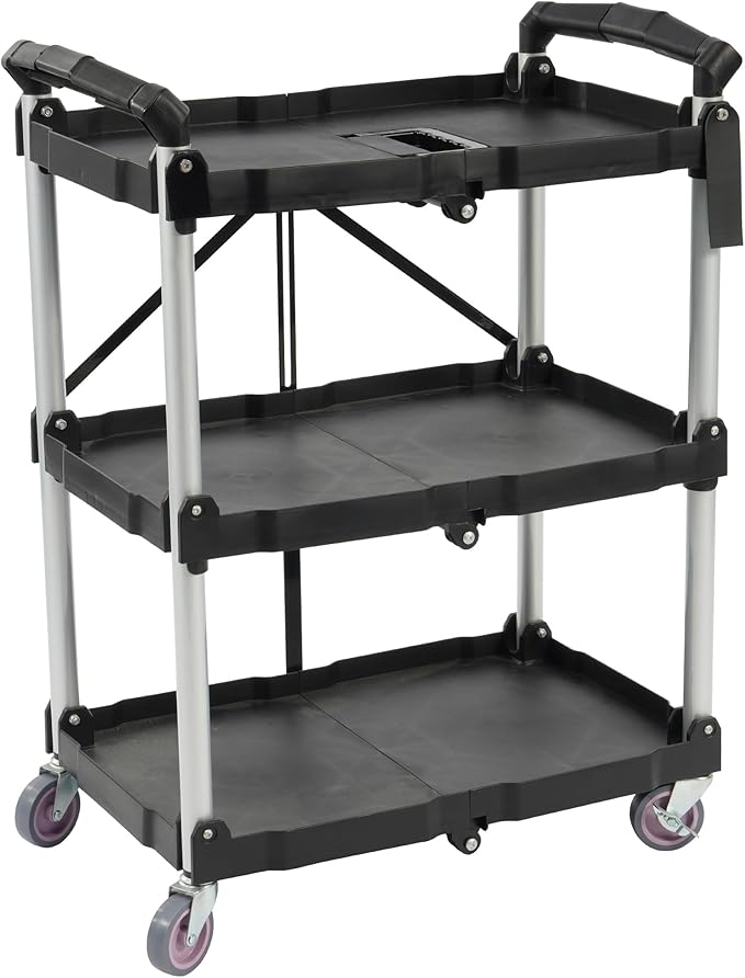 Zusammenklappbarer Rollwagen mit 3 Ebenen, Lagerregal, bewegliches Lückenregal, Servierwagen, schmaler Slide-Organizer für Küche und Bad-Aldronix