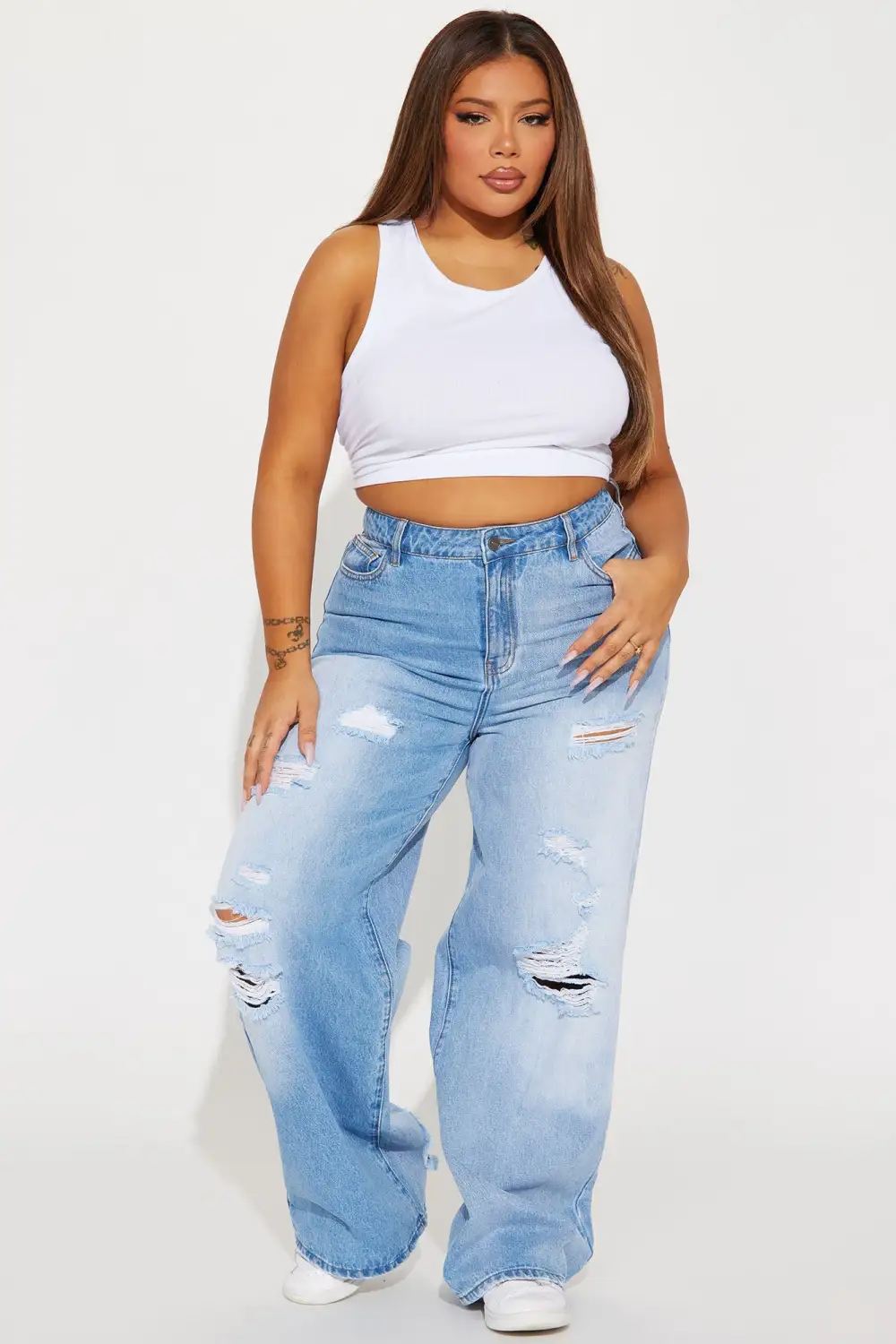 Left Him On Read Non Stretch Wide Leg Jeans - Medium Wash-Aldronix