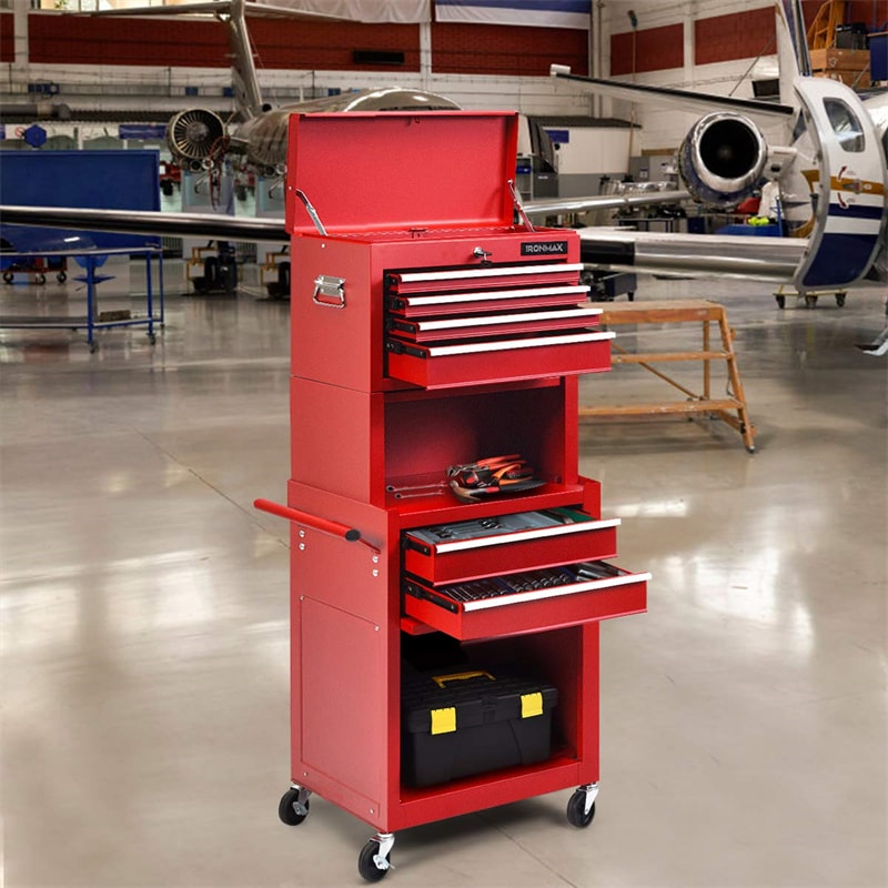 6-Drawer Rolling Tool Chest 3-in-1 Tool Storage Cabinet with Auto Locking System & Lockable Wheels-Aldronix
