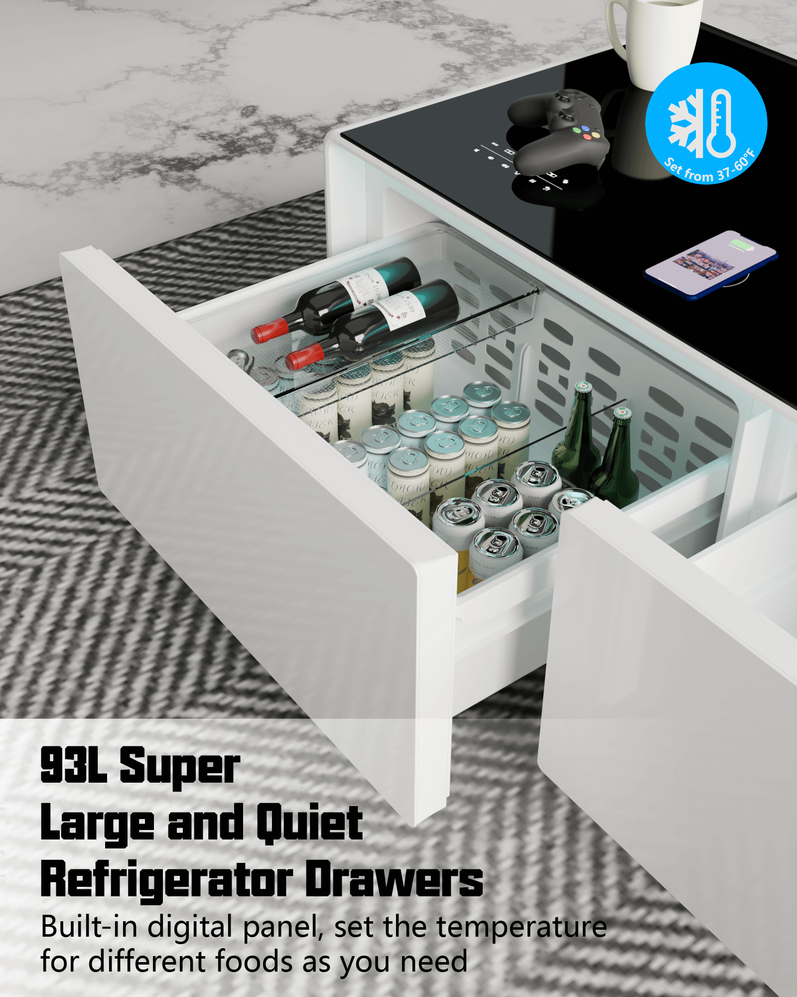 41-Inch Smart Coffee Table with Fridge-Aldronix