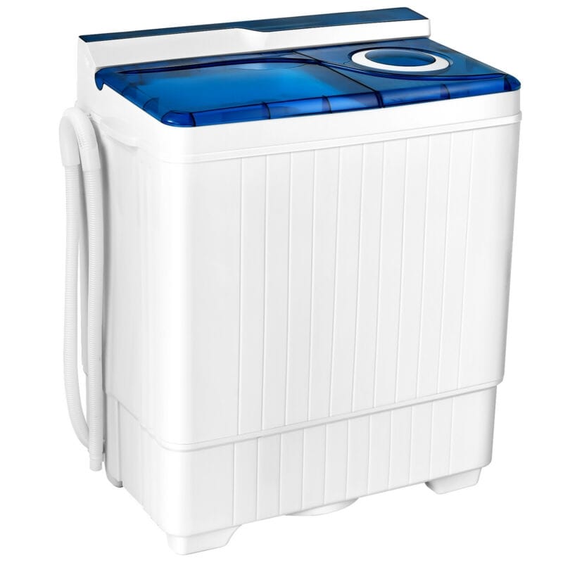 26lbs Portable Semi-automatic Washing Machine with Built-in Drain Pump Twin Tub Washer Dryer Combo-Aldronix