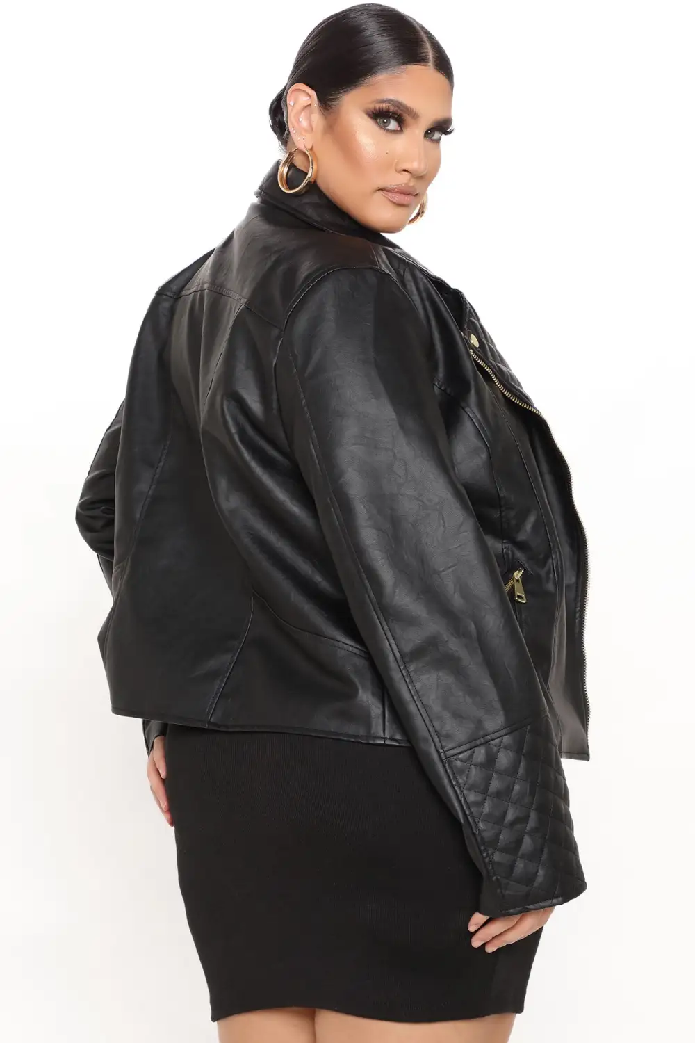 Out For A Ride Vegan Leather Moto Jacket - Black-Aldronix