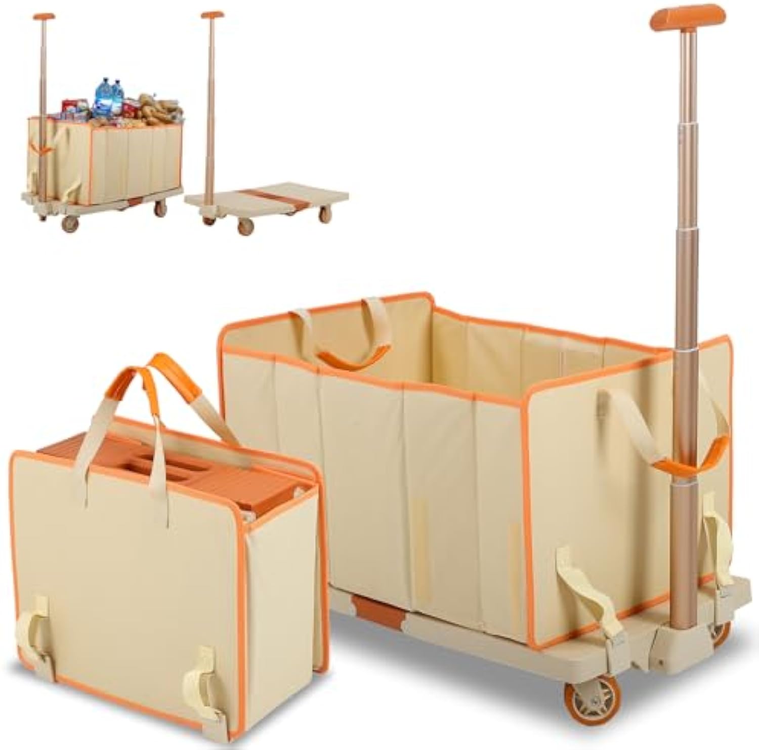 Foldable Shopping Cart,330lbs Folding Cart with Wheels, Utility Foldable Wagon,Collapsible Utility Cart for Camping, Groceries, Garden Care, Pet Stroller (28.35"×15.75"×18.9")-Aldronix