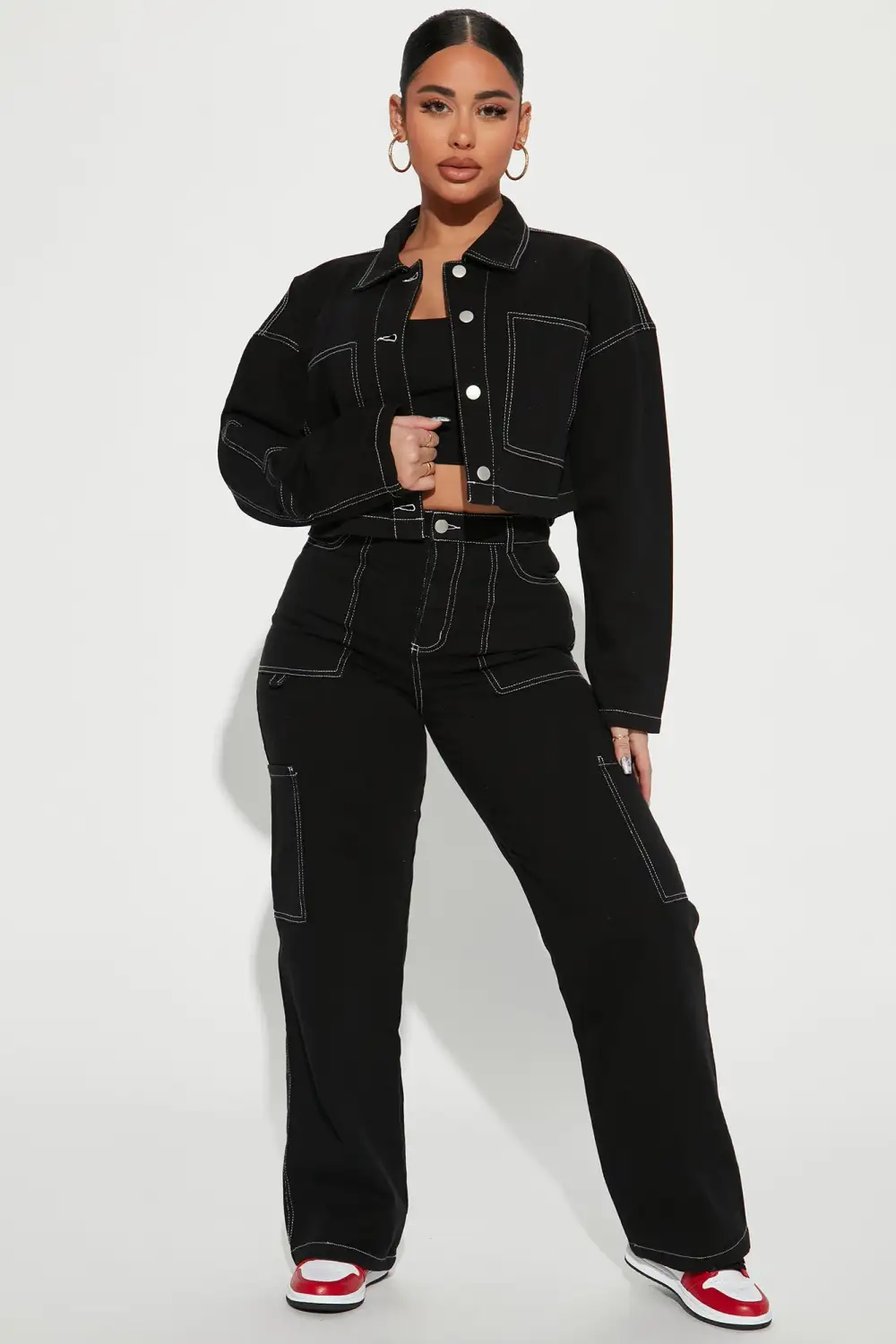 Take A Risk High Rise Utility Jean - Black-Aldronix