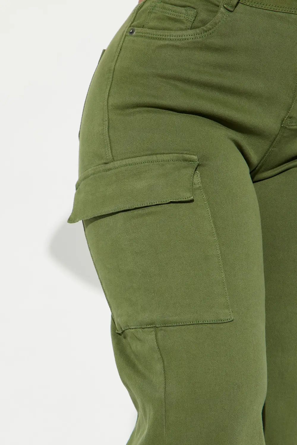True That 90s Stretch Color Cargo Jeans - Olive-Aldronix