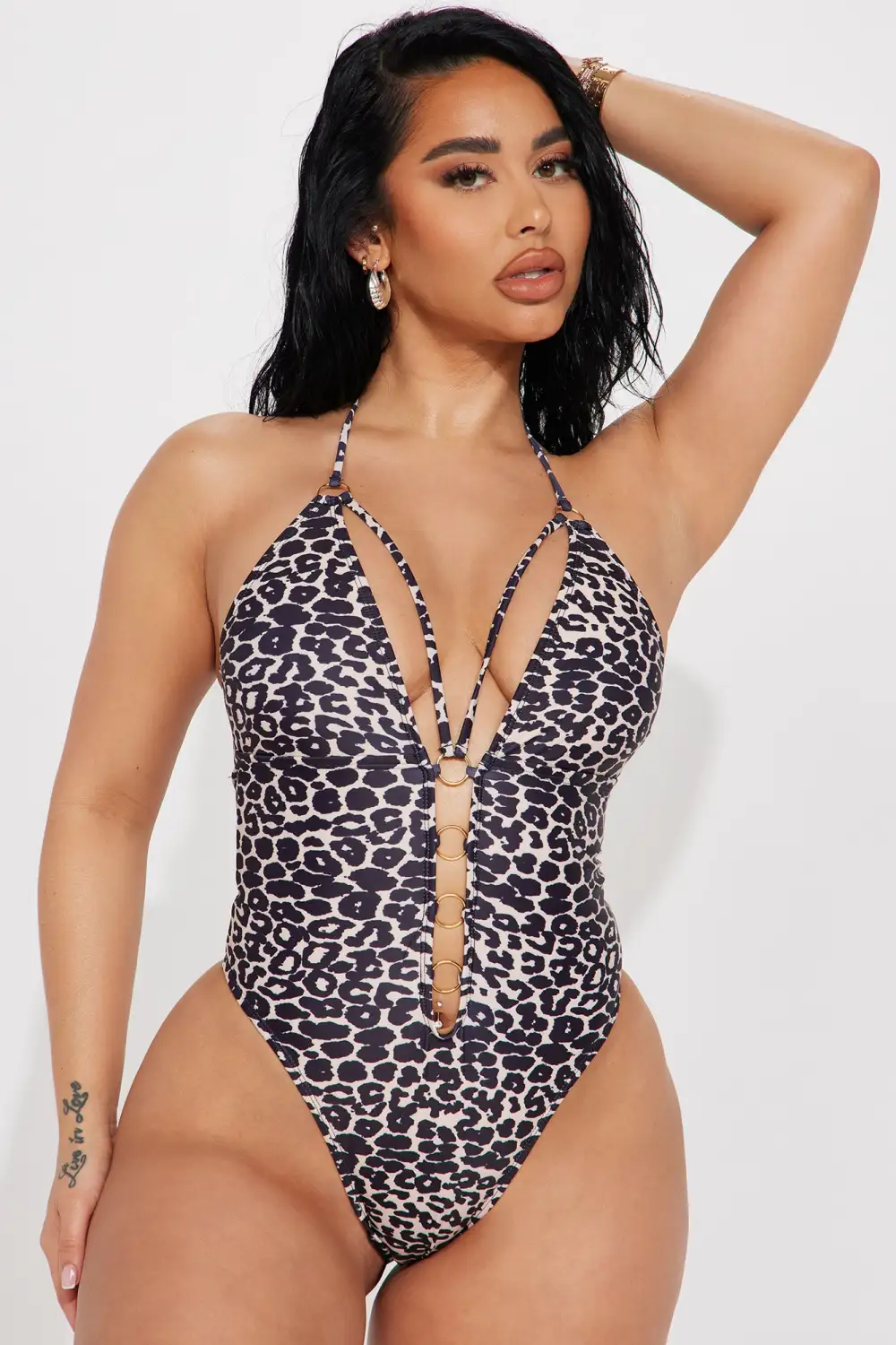Tiana Halter 1 Piece Swimsuit - Leopard-Aldronix