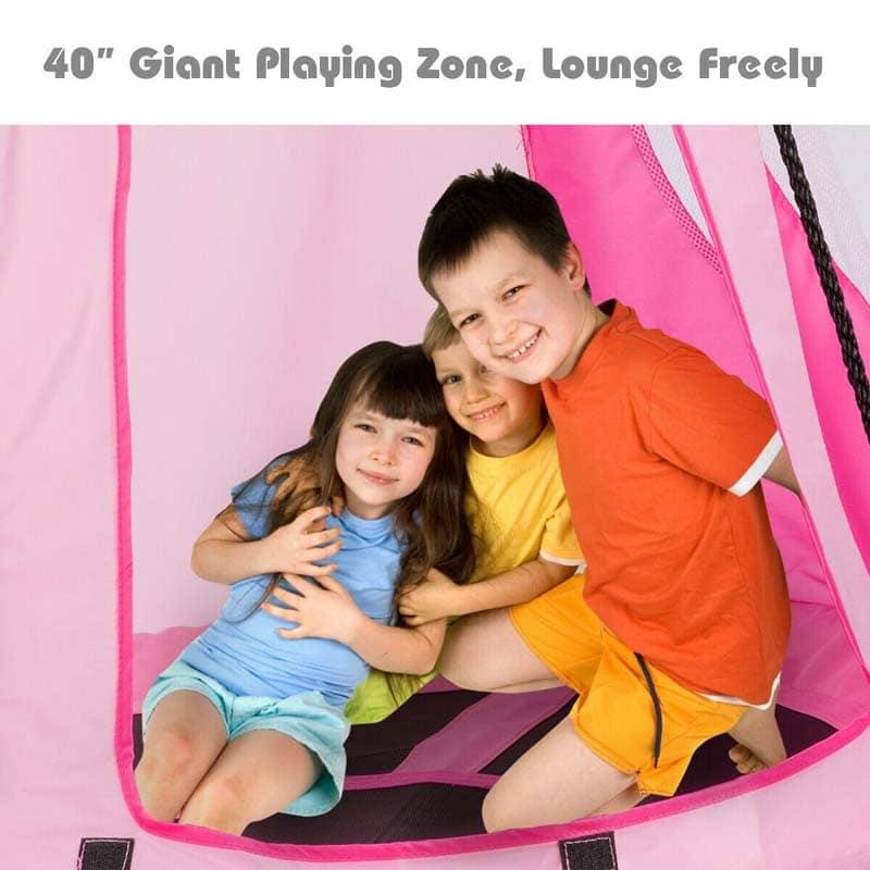 40'' Kids Hanging Tent Swing Saucer Chair Swing Tent Set-Aldronix
