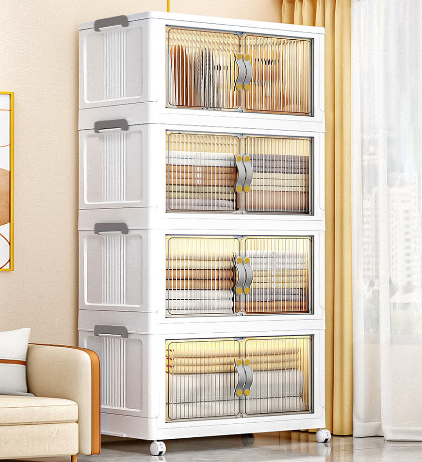 Clearance Offer  Stackable Storage Bins with Lids and Doors-Aldronix