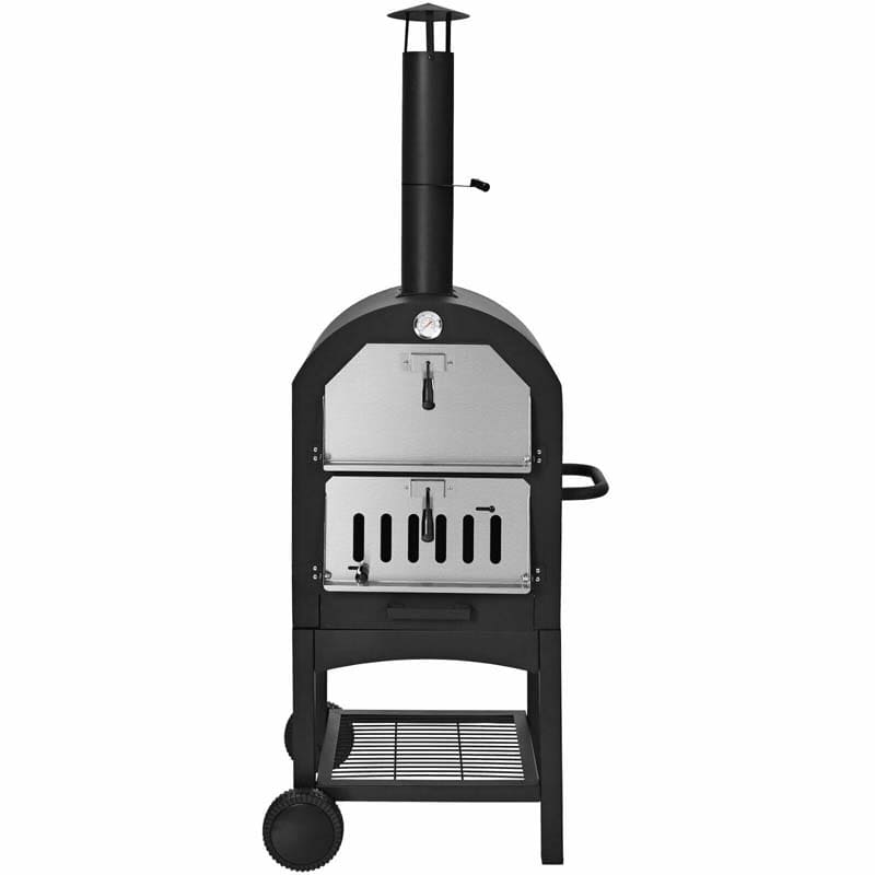 Outdoor Pizza Oven Wood Fire Maker Grill with Pizza Stone & Waterproof Cover-Aldronix
