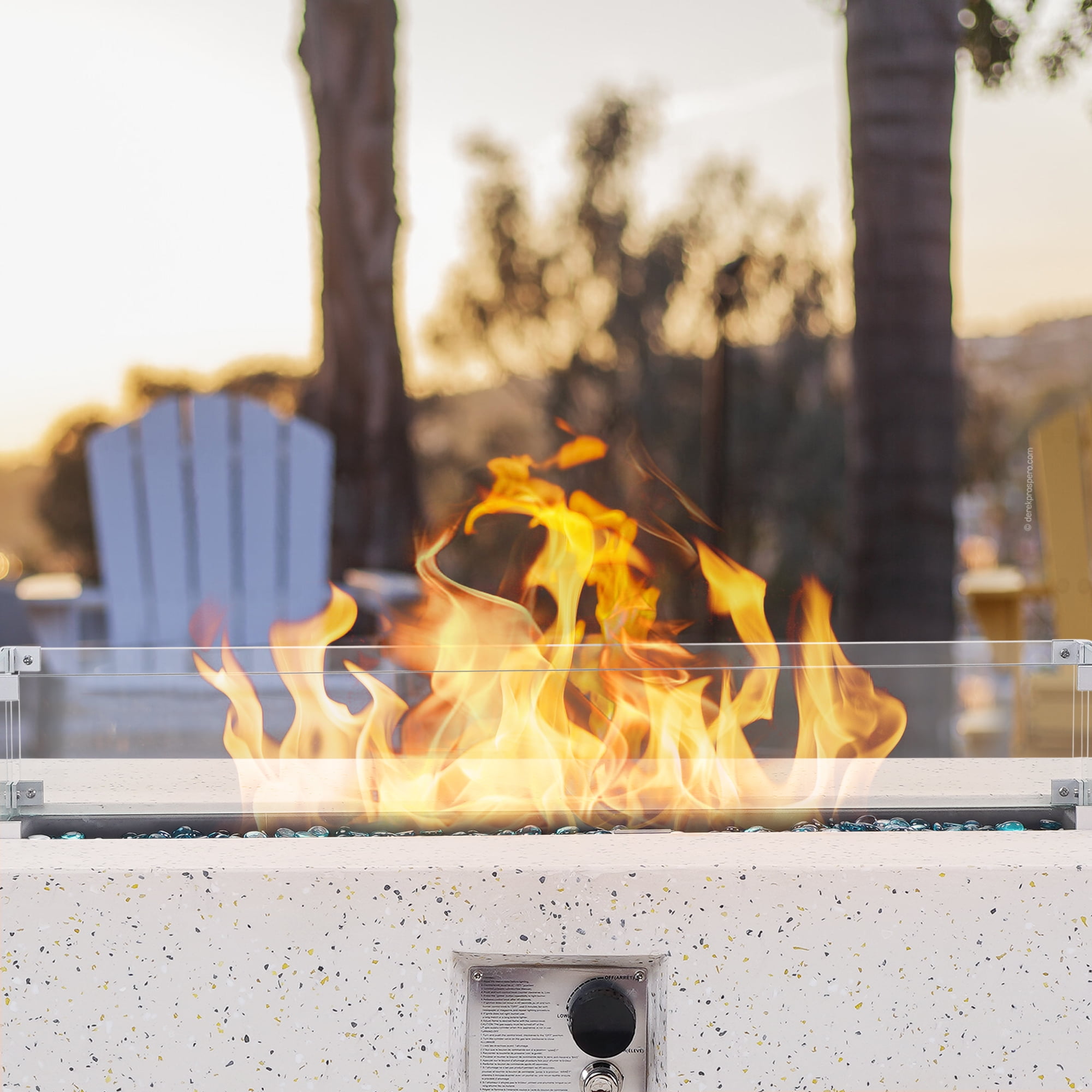56 inch Concrete Propane Fire Pit Table, 50,000 BTU Outdoor Firepit Rectangular Table with Propane Tank Metal Stand, Fire Glass Beads and Waterproof Cover, White-Aldronix