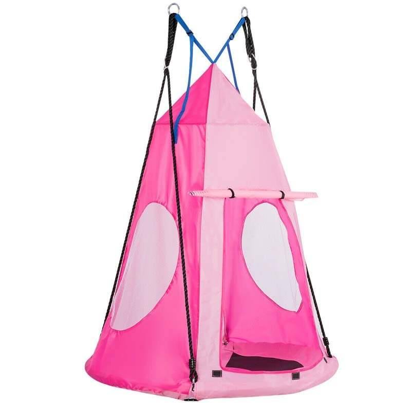 40'' Kids Hanging Tent Swing Saucer Chair Swing Tent Set-Aldronix