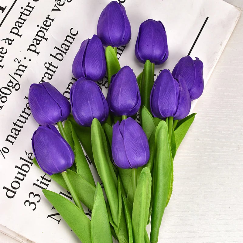馃挀馃巵 Beautiful Artificial Real Touch Tulip Flower Stems (Bunch of 10)-Aldronix
