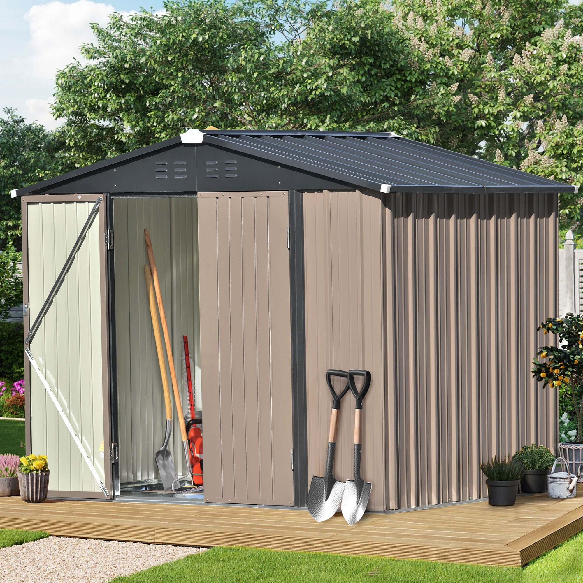 6' x 4' Outdoor Metal Storage Shed, Tools Storage Shed-Aldronix