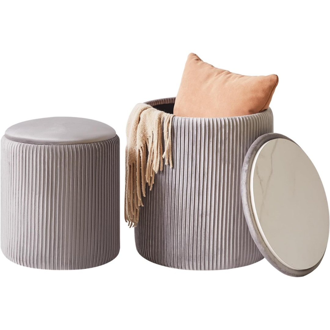 Set of 2 Round Ottoman with Storage-Aldronix