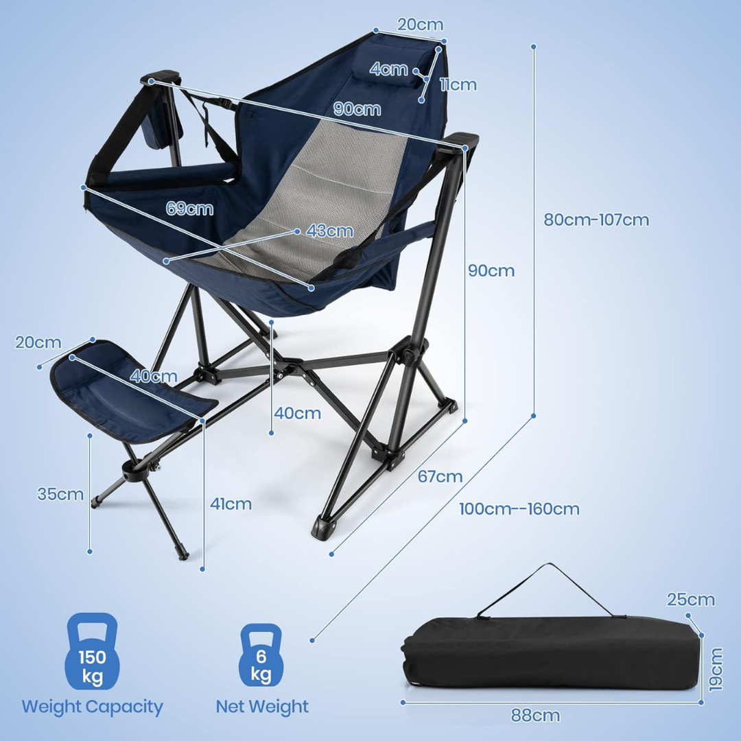 Folding Swing Chair with Retractable Footrest-Aldronix