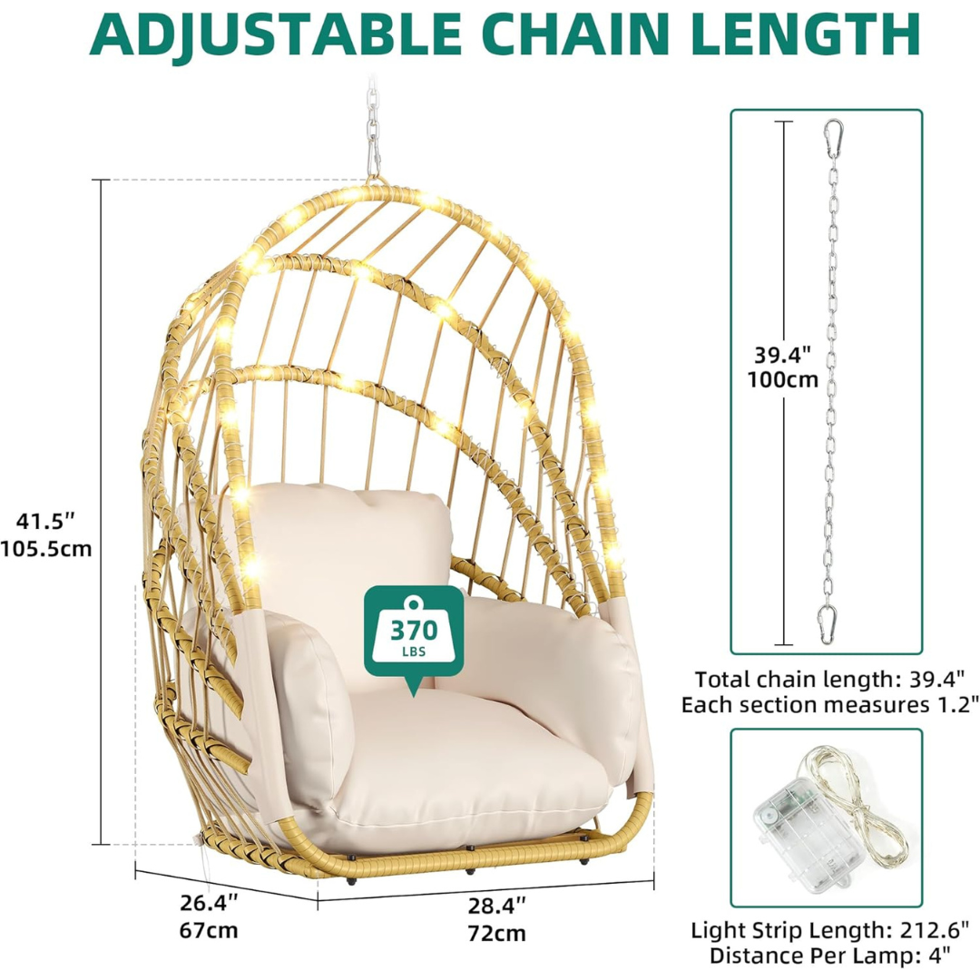 Hanging Rattan Wicker Egg Chair-Aldronix