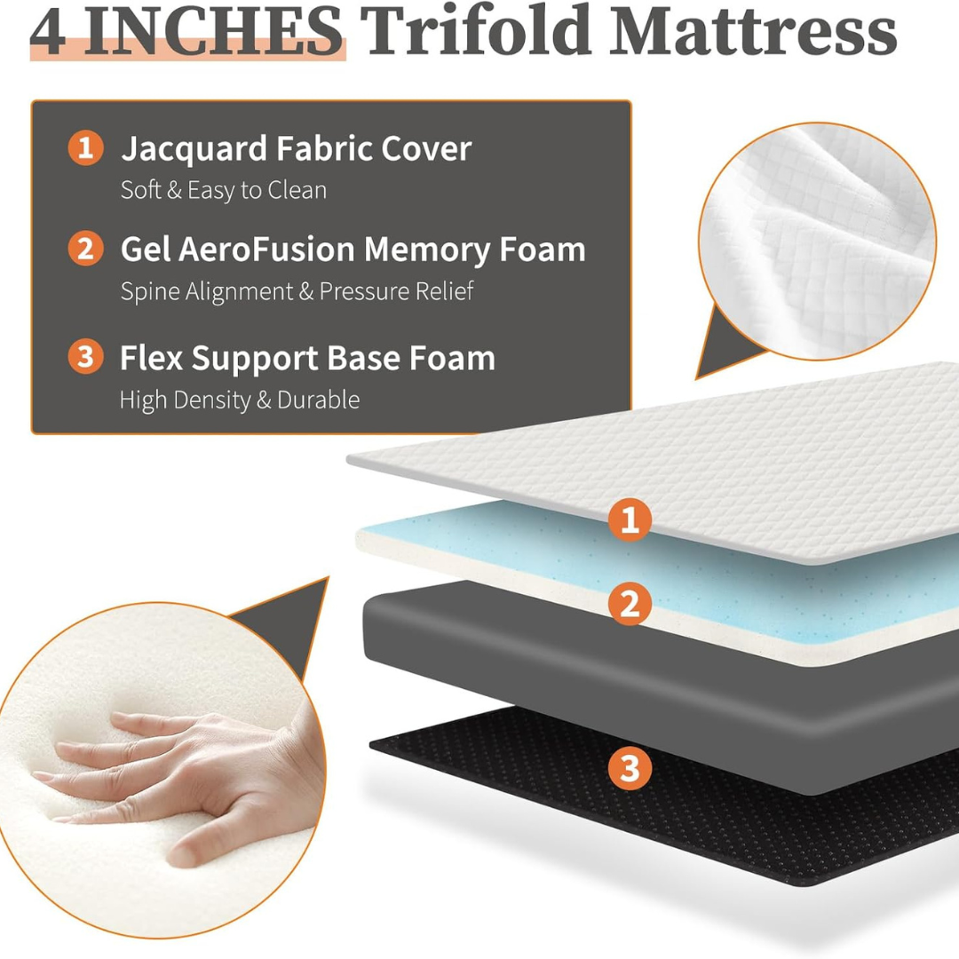 Tri-fold Memory Foam Topper-Aldronix