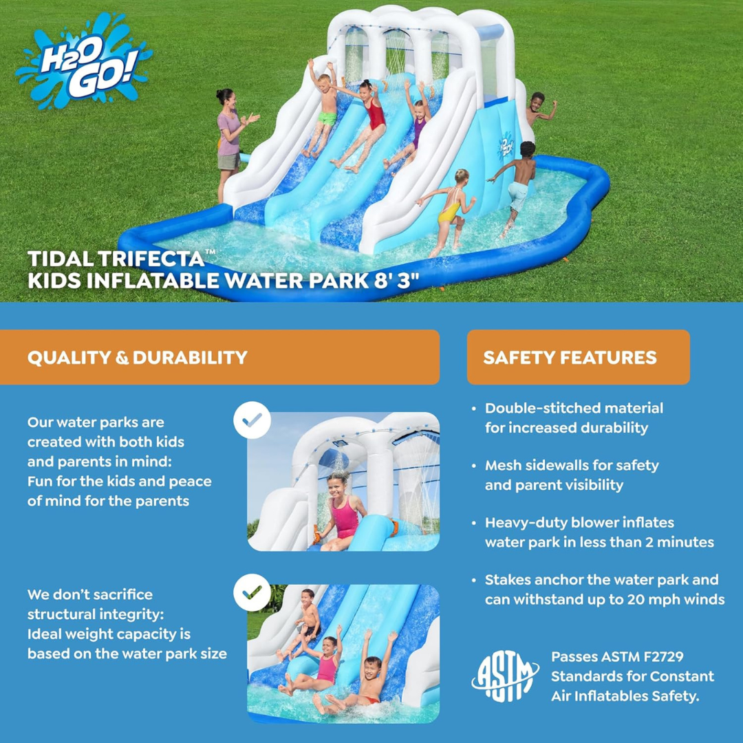Inflatable Triple Slide - Splash Pool Water Park-Aldronix
