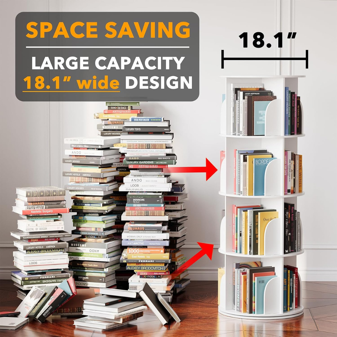 Rotating Bookshelf Tower-Aldronix