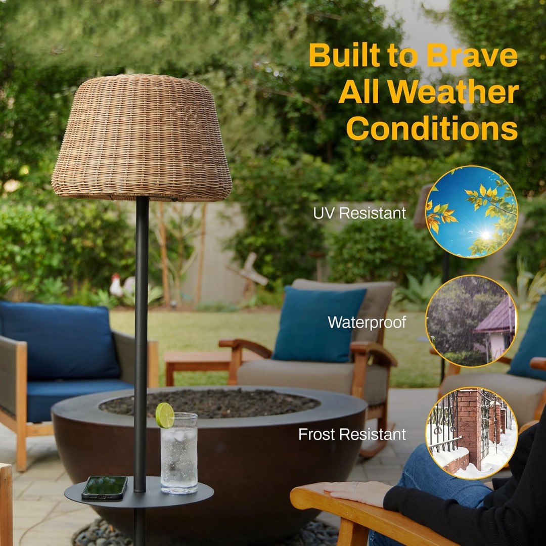 Solar Outdoor Floor Lamp with Table-Aldronix