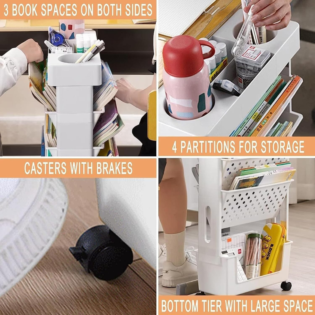 Movable Bookshelf Cart-Aldronix