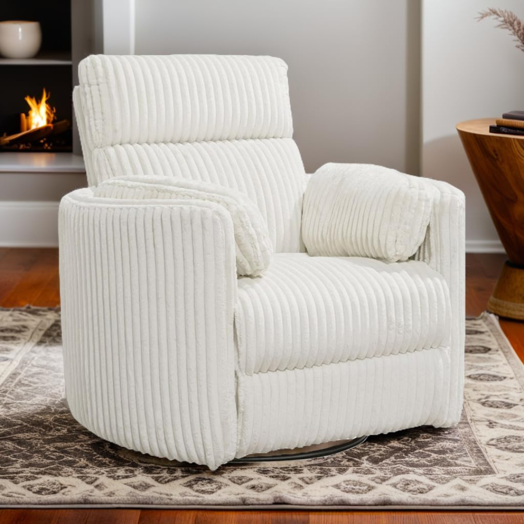 Swivel Glider Recliner in Ivory-Aldronix