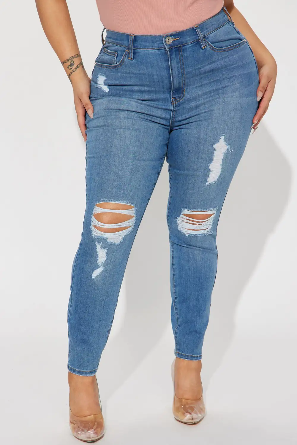 Move It High Stretch Curvy Skinny Jean - Light Wash-Aldronix