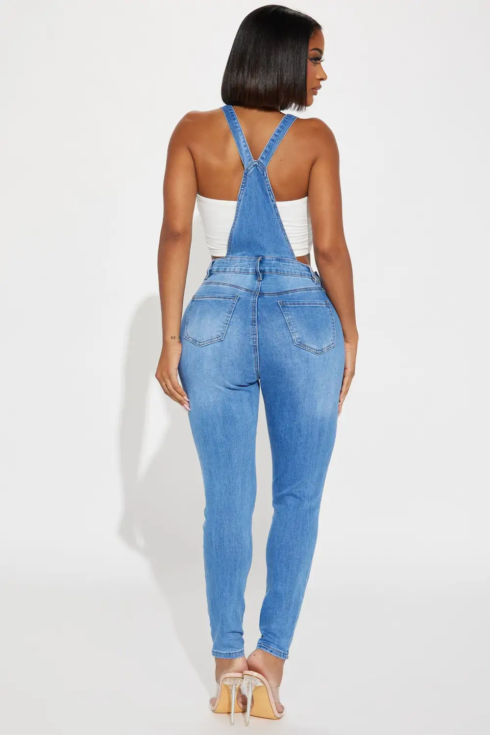 Always Petty Skinny Stretch Denim Overalls - Light Wash-Aldronix