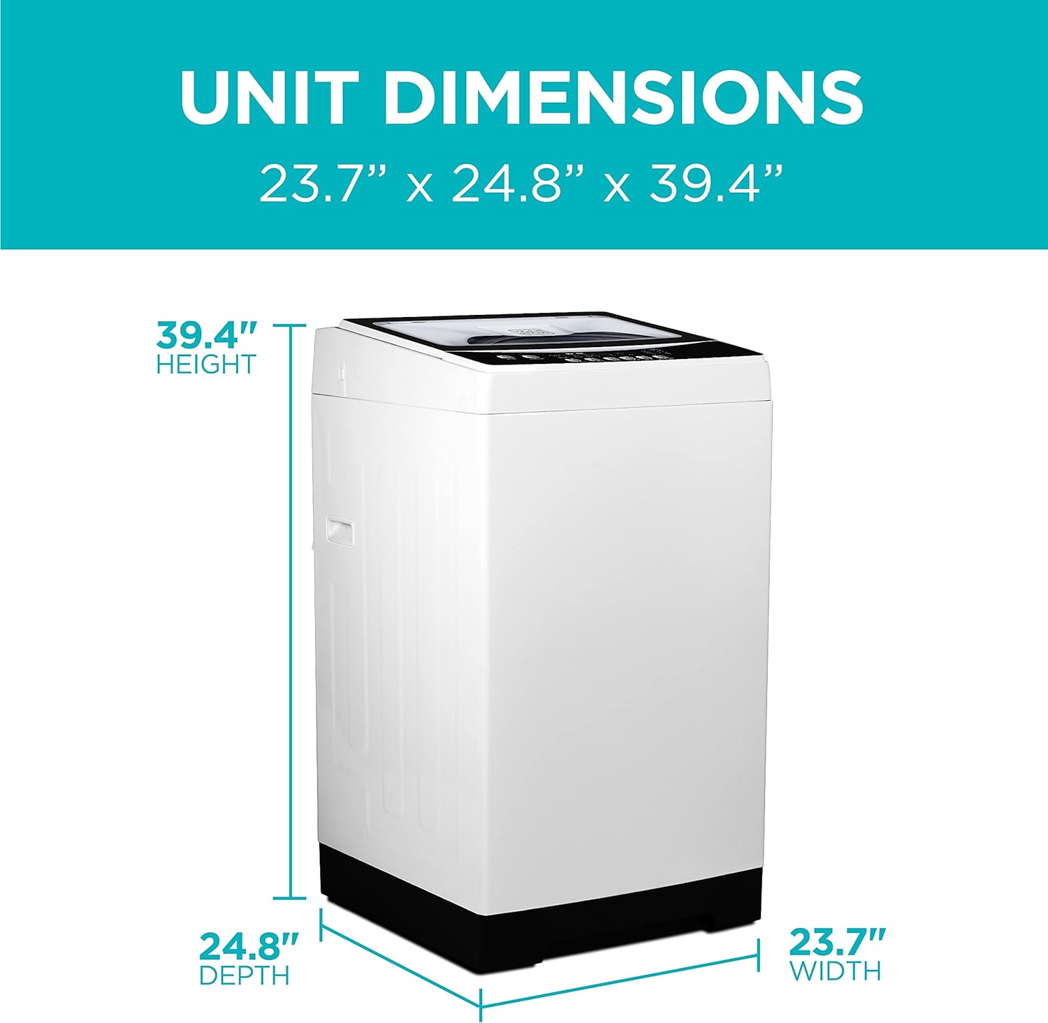 BLACK+DECKER 0.9 Cu. Ft. Portable Washer, 6.6 lb. Capacity Washing Machine for Homes & Apartments, 5 Wash Cycles, Quick Connect Sink Adapter and Drain Hose Included, Transparent Lid, BPWM09W, White-Aldronix
