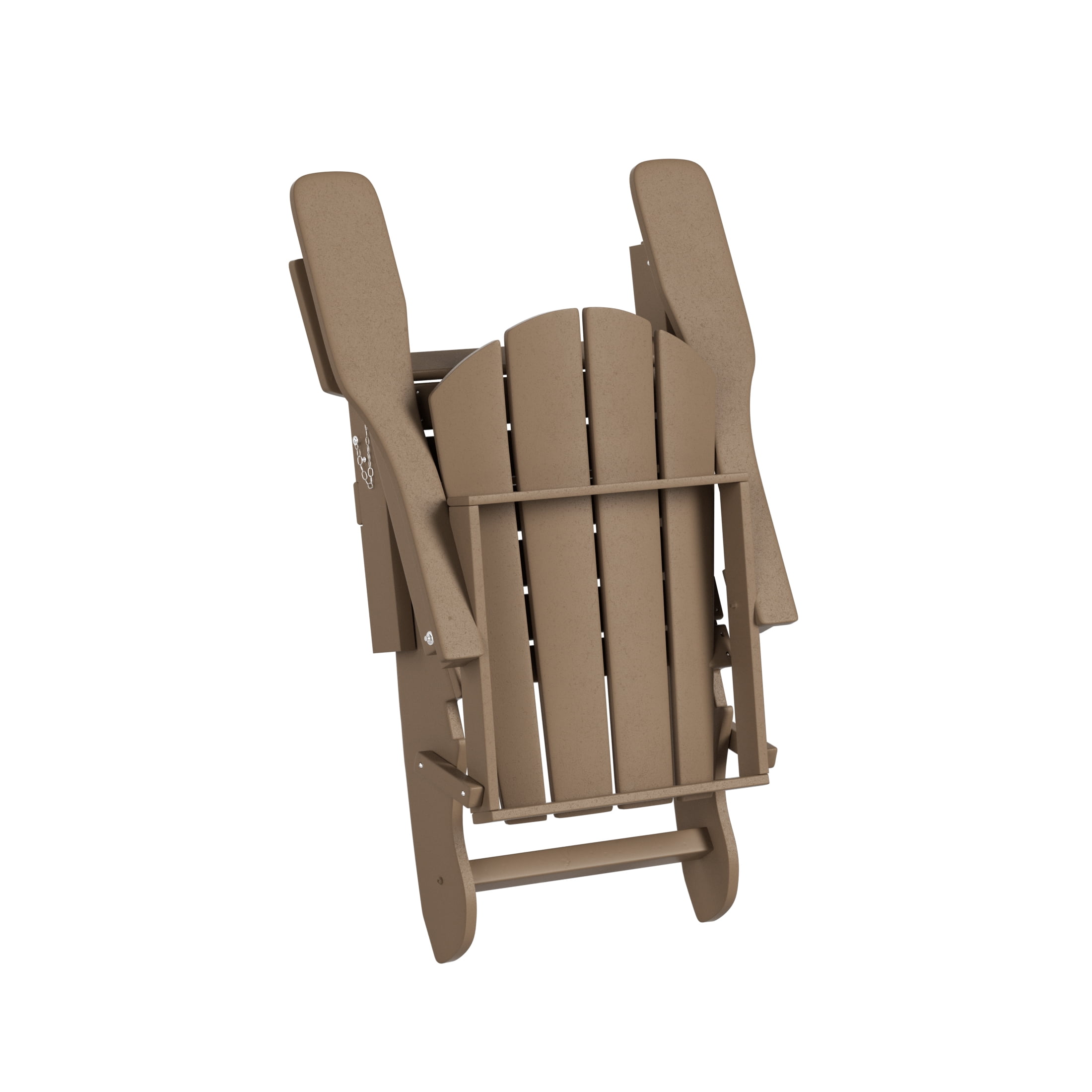 Outdoor Folding HDPE Adirondack Chair, Patio Seat, Weather Resistant, Weathered Wood-Aldronix