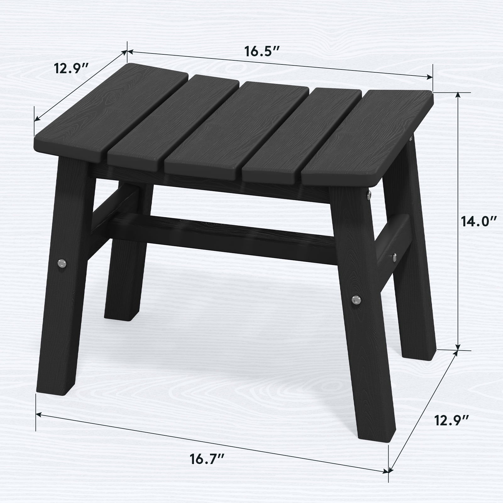 Outdoor Patio Folding HDPE Resin Adirondack Chair, Black-Aldronix