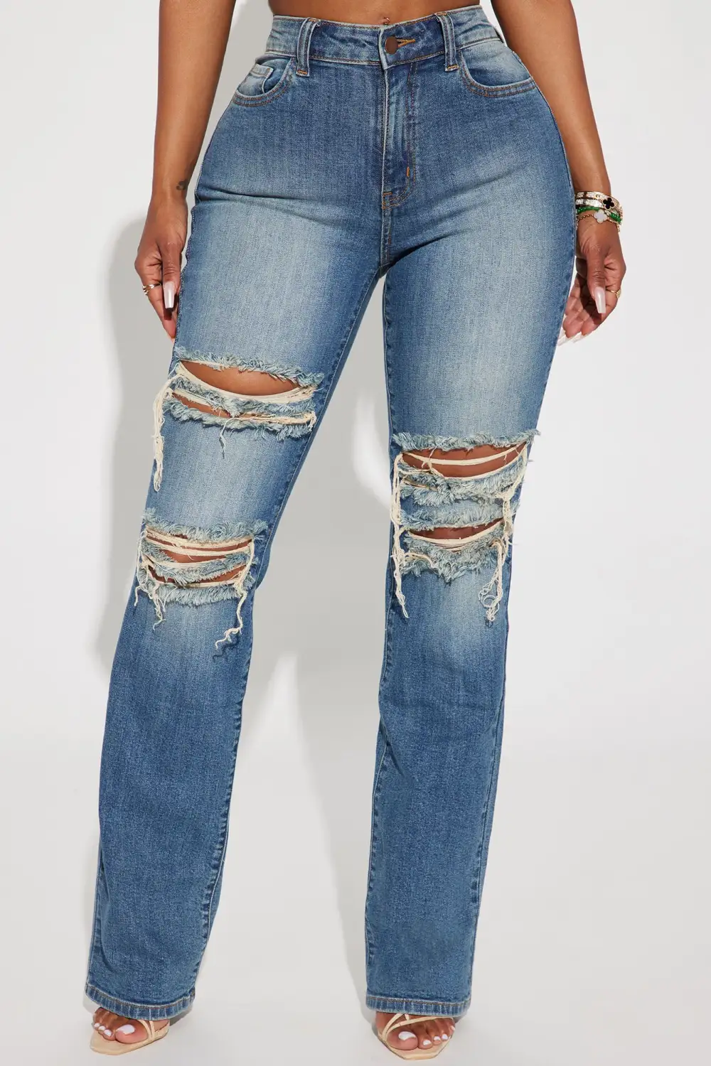 Let It Be Stretch Straight Leg Jeans - Medium Wash-Aldronix