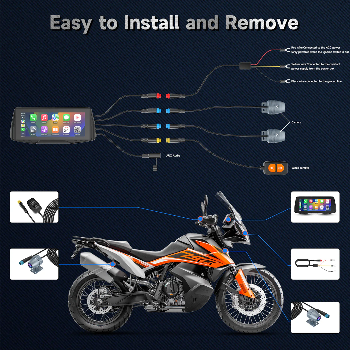 6.86" Multifunction Motorcycle GPS /Motorcycle Cameras-Aldronix