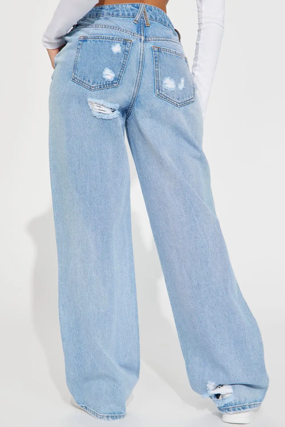 Left Him On Read Non Stretch Wide Leg Jeans - Medium Wash-Aldronix