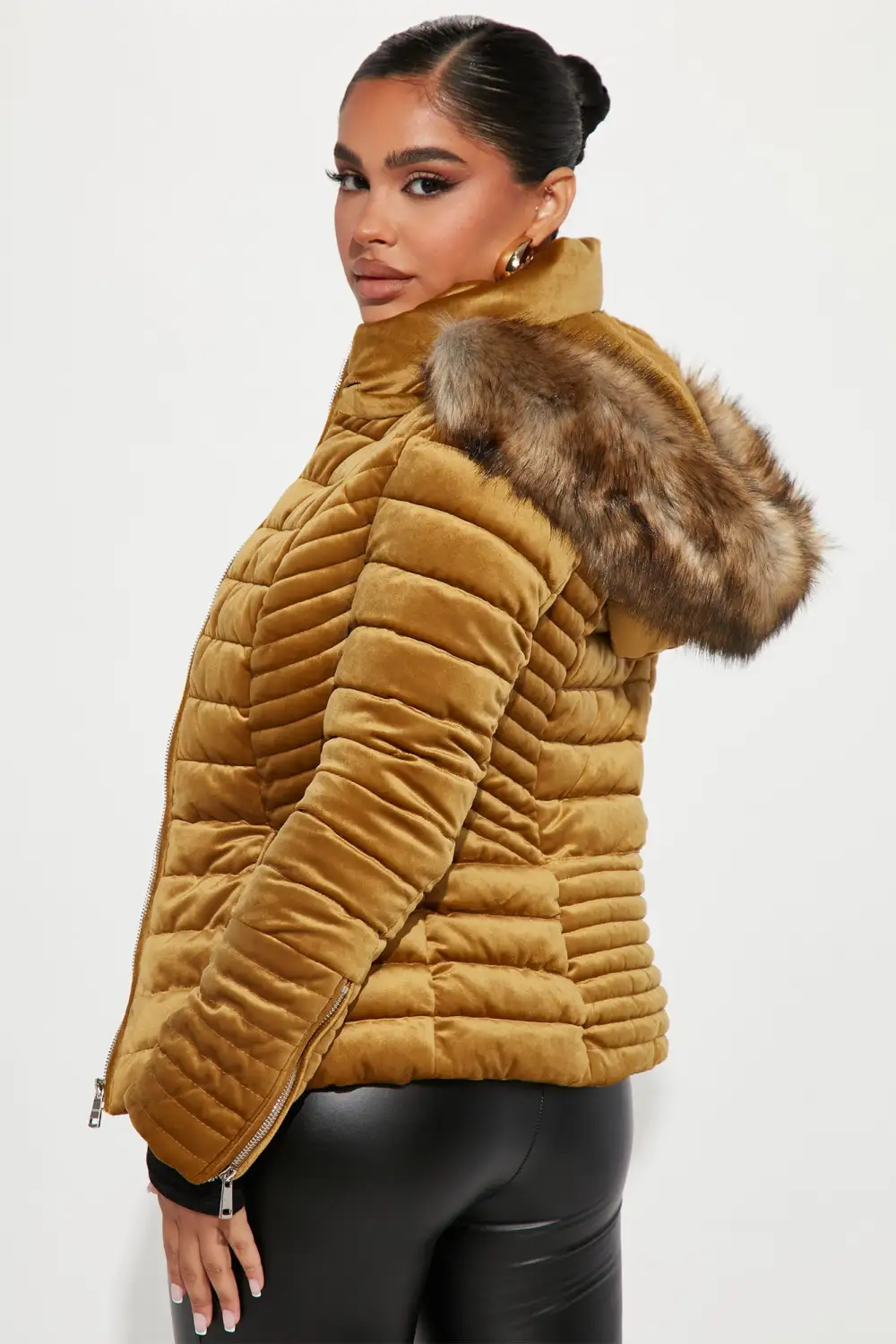 Always Ready Velvet Puffer Jacket - Gold-Aldronix